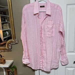 Elegant Men's Pink Striped Button Down Shirt